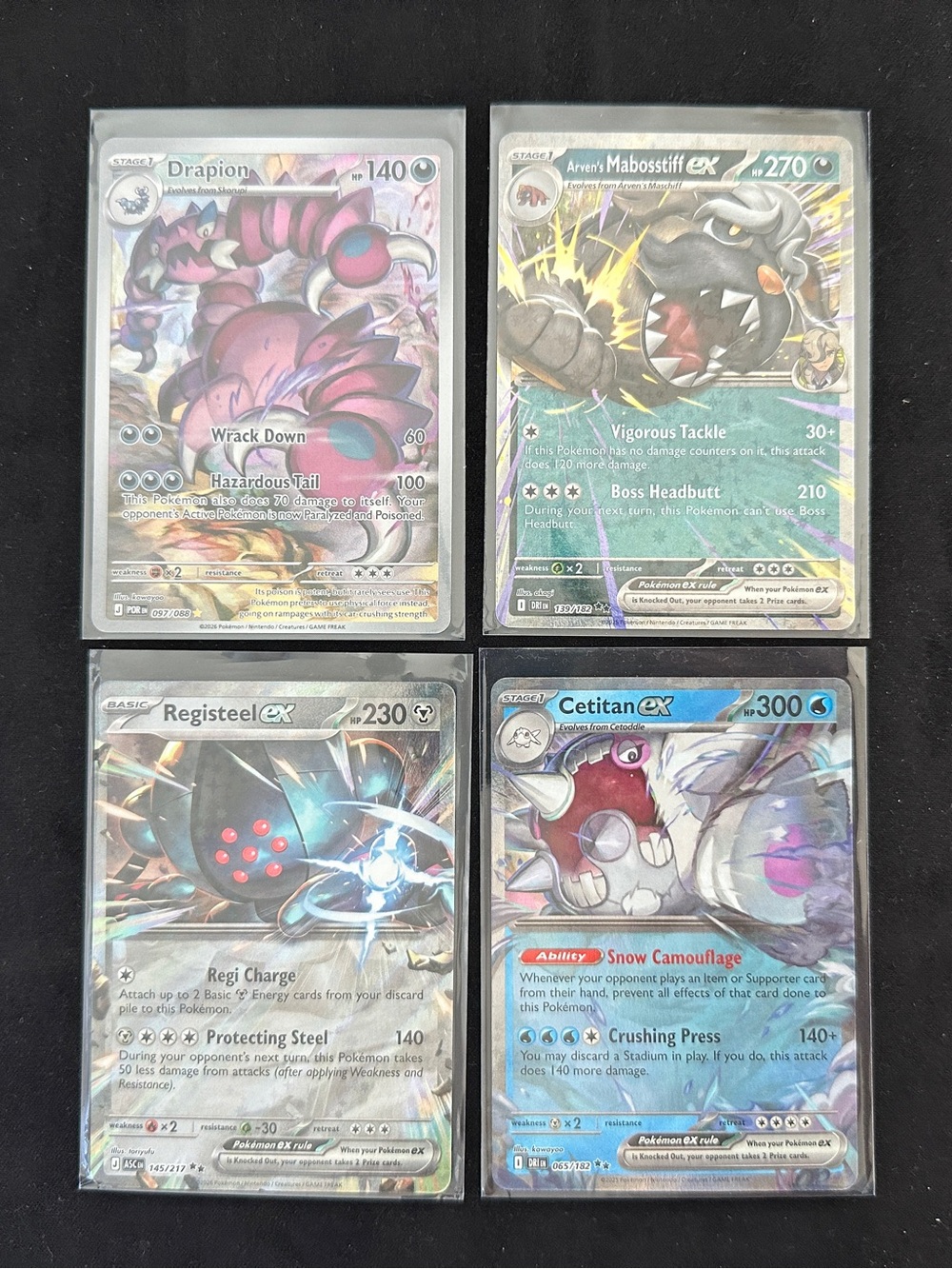 Pokemon Cards TCG - Drapion, Arven’s Mabosstiff ex, Cetitan ex, Registeel ex